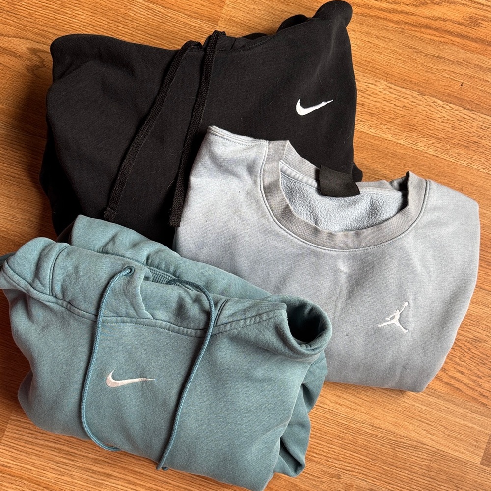 Nike & Jordan Crewneck and Hoodies bundle - Black, Baby Blue, Teal
